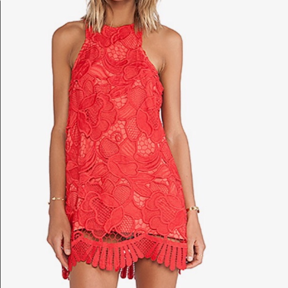 Lovers and Friends Caspian Shift red lace dress